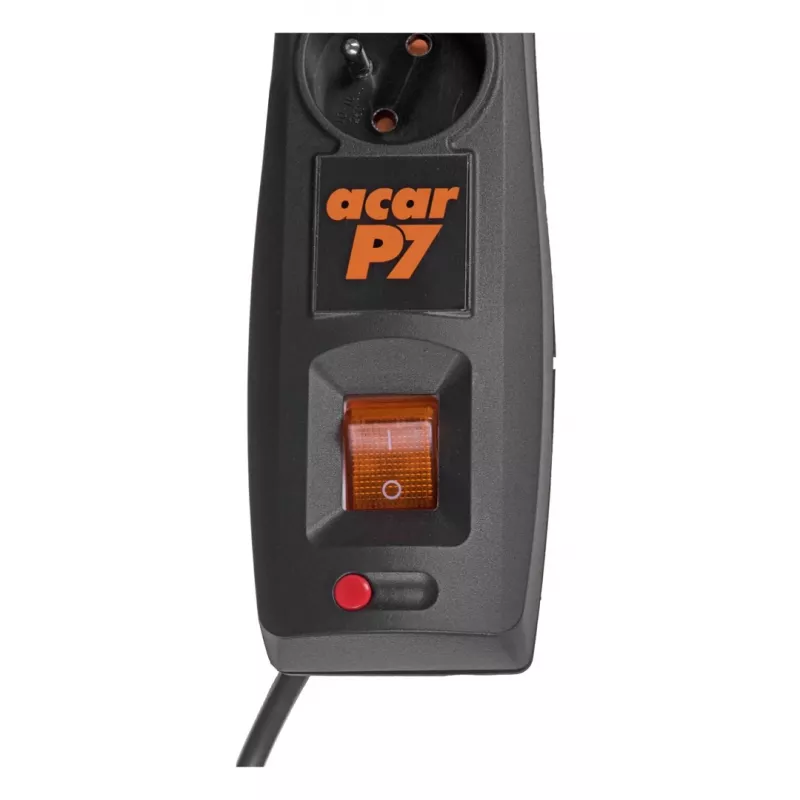 Acar P7 predlžovacia lišta s prepäťovou ochranou, 7 zásuviek, 3 m, čierna