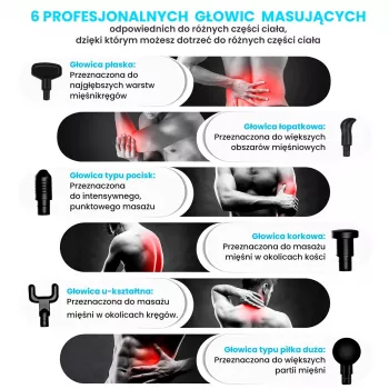 Masážna pištoľ Extralink MSG-02-LITE 3200 ot/min 6 nástavcov