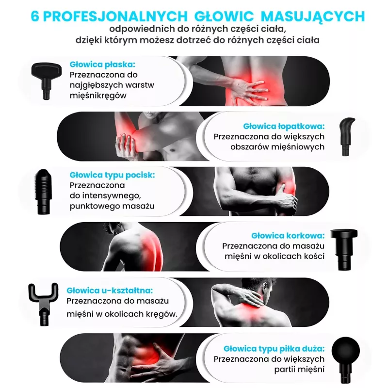 Masážna pištoľ Extralink MSG-02-LITE 3200 ot/min 6 nástavcov