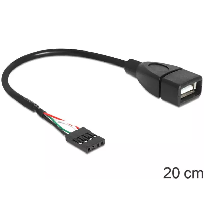 Delock kábel USB kolíkový konektor samica > USB 2.0 Type-A konektor samica 20 cm (83291)