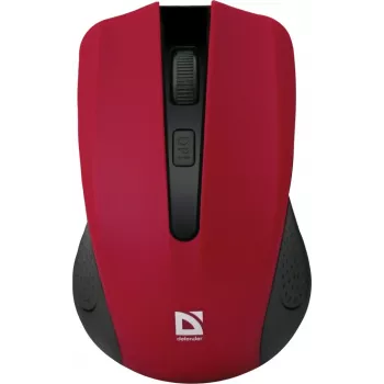 Bezdrôtová optická myš DEFENDER MM-935 RF – obojručná, 1600 DPI, červená, RF-USB prijímač, batérie AAA