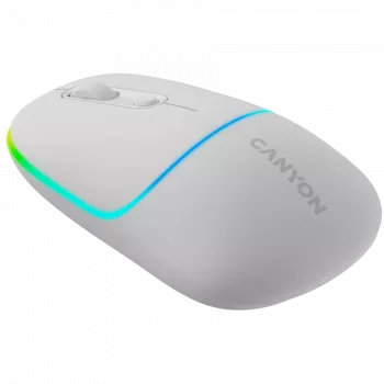 Canyon MW-22 CNS-CMSW22SW myš – 2-in-1 Bluetooth/2,4 GHz – optická – 800/1200/1600 DPI – 4 tlačidlá – RGB podsvietenie – nabíjacia – snehovo-biela