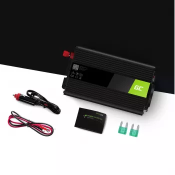 Menič napätia Green Cell INV03DE, 12V na 230V, 500 W, 50 Hz, 30 A výstup, čierna