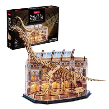 3D LED puzzle Dante CubicFun NatMus Brachiosaurus 05447 – vzdelávací montážny model s LED svetlom
