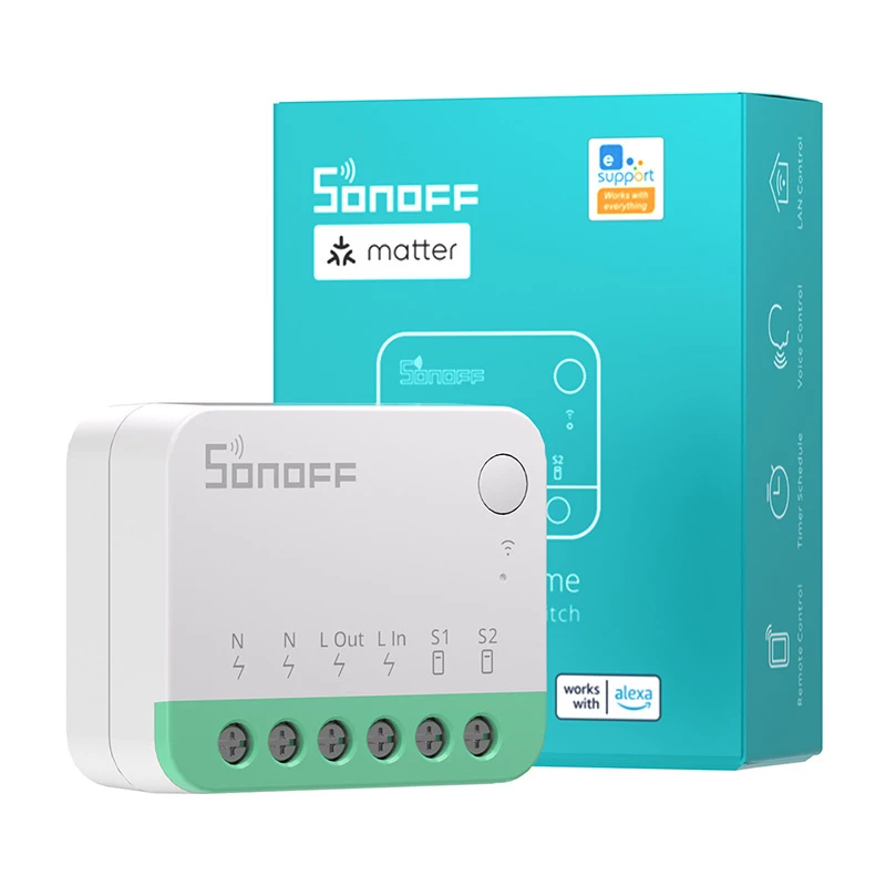 Sonoff MINIR4M Matter smart WiFi mini vypínač (HomeKit, SmartThings, Home Assistant).