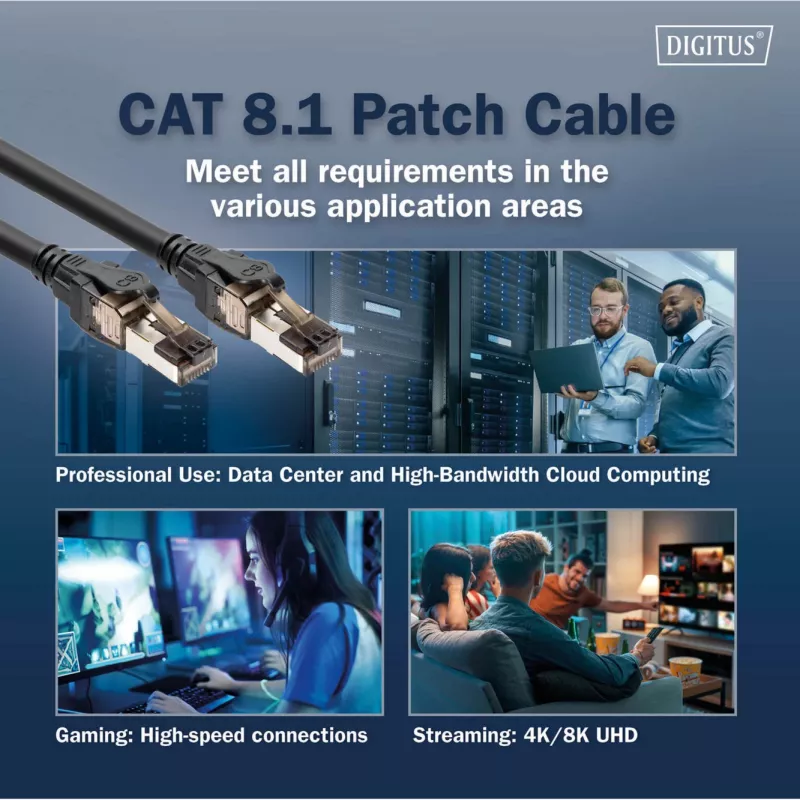 Digitus DK-1843-005 CAT 8.1 S/FTP prepojovací kábel 0,5 m, čierny