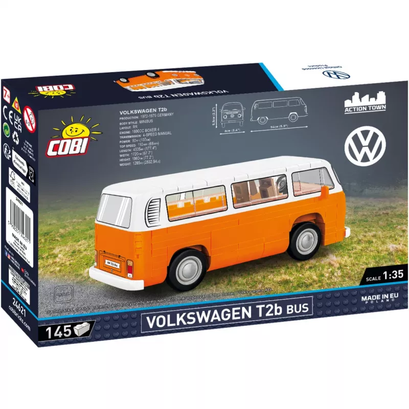 Modelová stavebnica Cobi Volkswagen T2b autobus oranžový, mierka 1:35, stavebnica