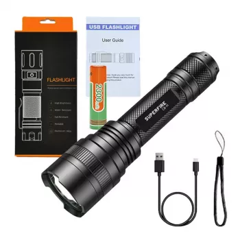 Baterka Supfire C8-H — 1200 lm, USB nabíjateľná, dosah 250 m