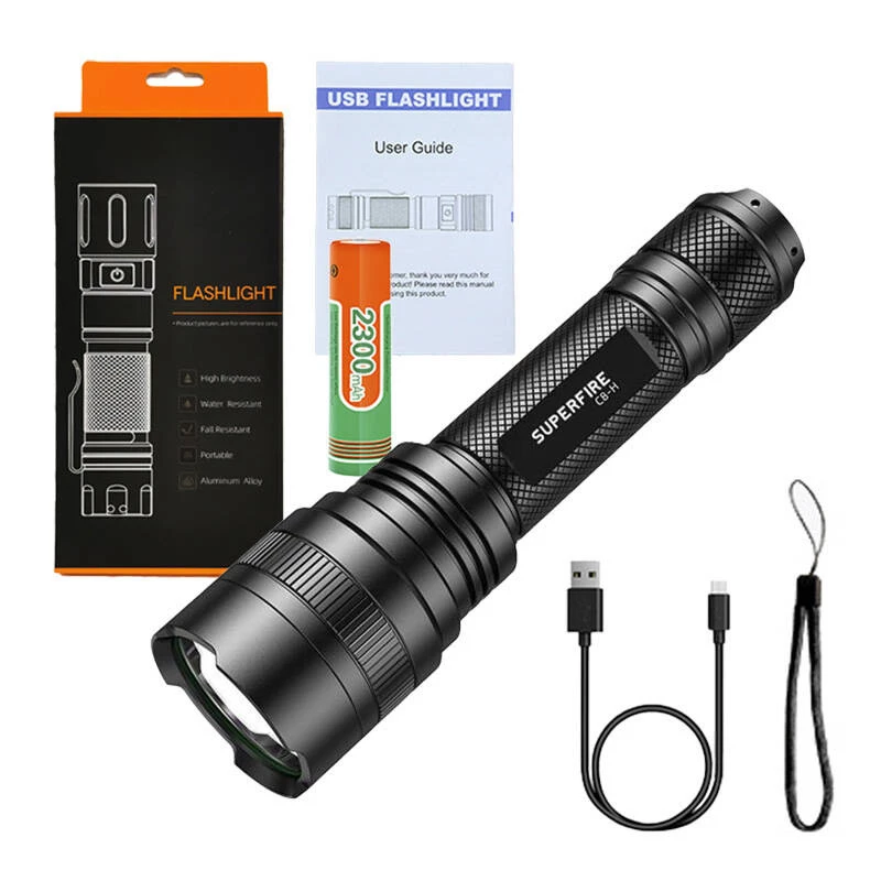 Baterka Supfire C8-H — 1200 lm, USB nabíjateľná, dosah 250 m