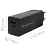 Qoltec 52382 GaN POWER PRO nabíjačka | 1xUSB Type C | 1xUSB A | 100W | 5-20V | 1.5-5A | PD | čierna