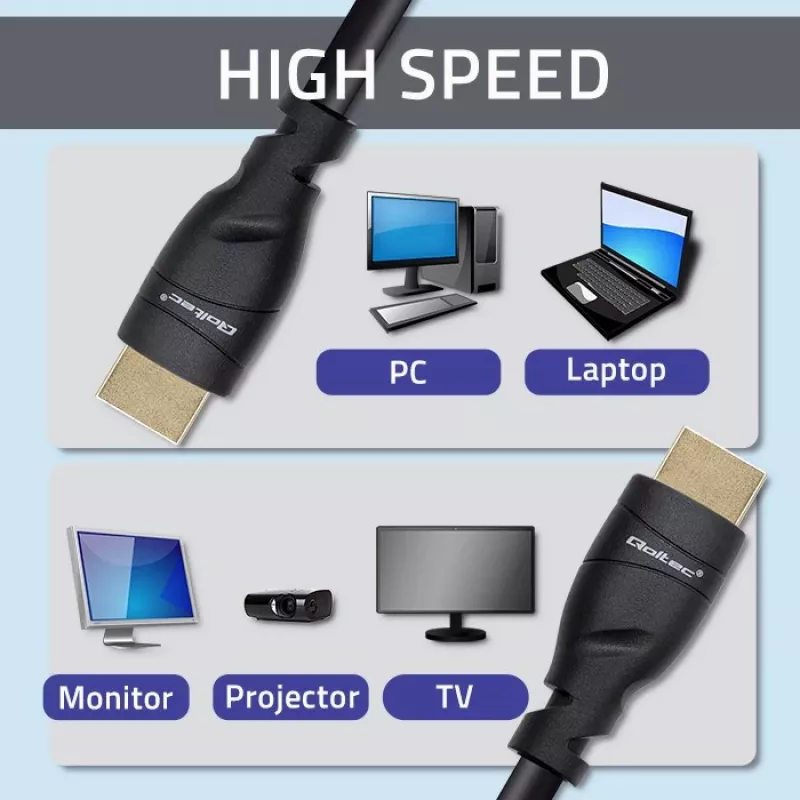 HDMI 2.1 kábel QOLTEC 5 m — 48 Gbit/s, 8K@60Hz, 26AWG, pozlátené konektory
