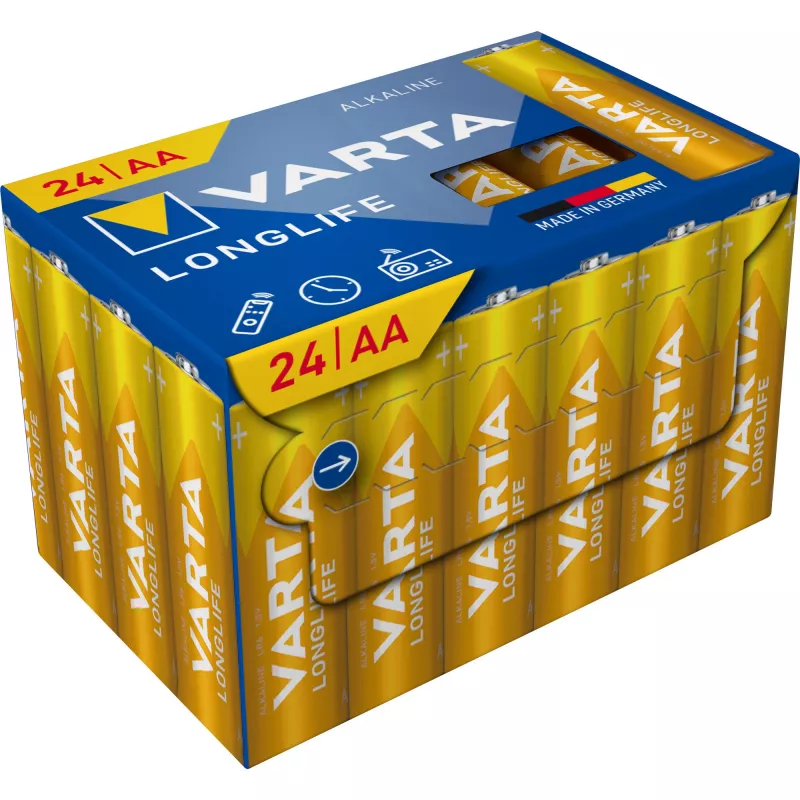 Varta Longlife AA (Mignon) LR6 alkalické batérie 4106301134, 1,5 V, Cube balenie 24 ks