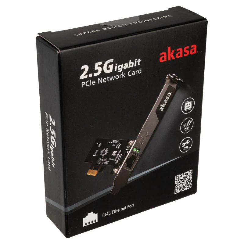 Akasa AK-PCCE25-01 - vstavaná - káblová - PCI Express - Ethernet - 2500 Mbit/s