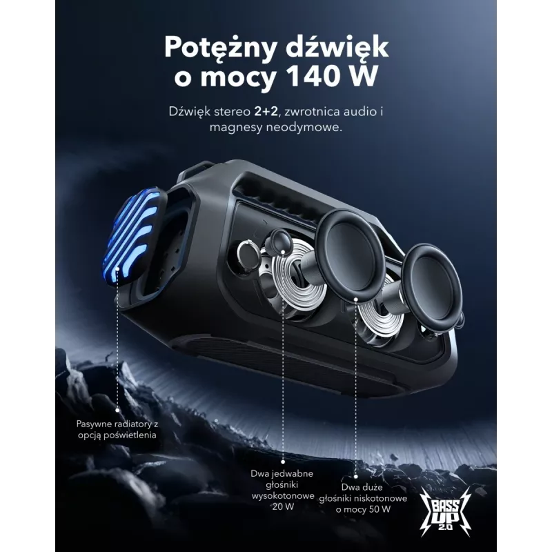 2.1 prenosný reproduktorový systém Anker Soundcore Boom 2 Plus 140 W