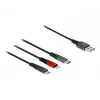 Delock - Lightning kábel, len na nabíjanie - USB samec na Micro-USB Type B, Lightning, USB-C samec - 1,0m - čierny (87277)