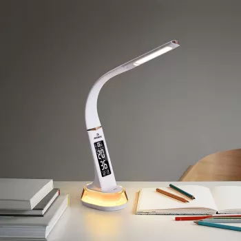 Stolná lampa Hawk HW-LAMP05 biela LED nastaviteľná — kompaktná LED pracovná lampa s nastaviteľným ramenom