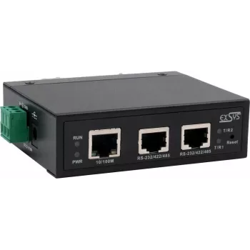 Sériový server zariadení Exsys EX-61002 — 2x RS232/422/485, vrátane napájacieho zdroja