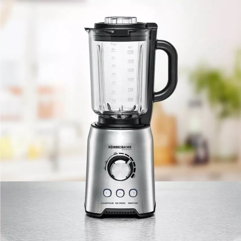 Stolový mixér Rommelsbacher MX 1250 — 1200 W, 1,75 l sklenená nádoba, nerezová oceľ