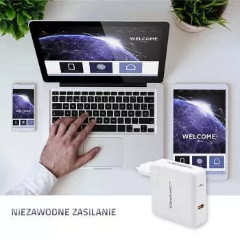 Qoltec GaN nabíjačka FAST 108W | 5-20V | 3-4.7A | USB C | biela