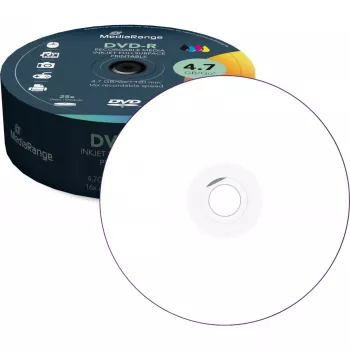 DVD-R MediaRange MR407 4,7 GB 16x Inkjet tlačiteľné 25 kusov