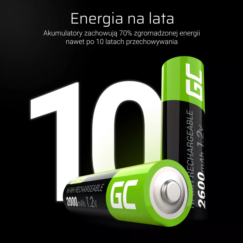 Nabíjateľné batérie Green Cell GR02 NiMH AA, 4 ks, 2000 mAh