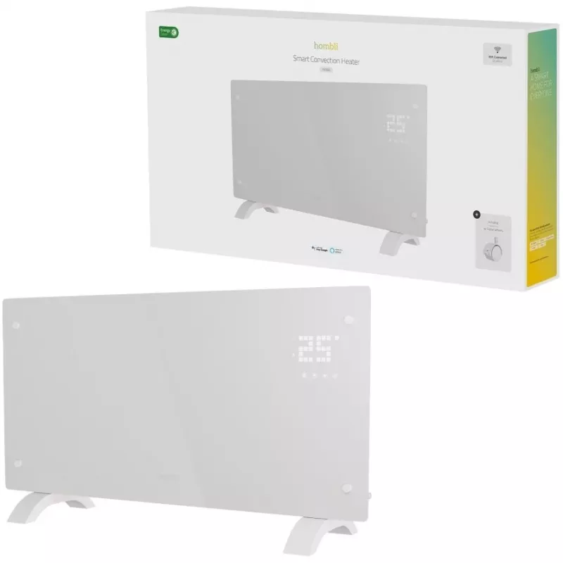 Konvektorový elektrický ohrievač Hombli HBCH-0309, 2000 W, karbónové vyhrievanie, pre interiér podlaha/stena, biely