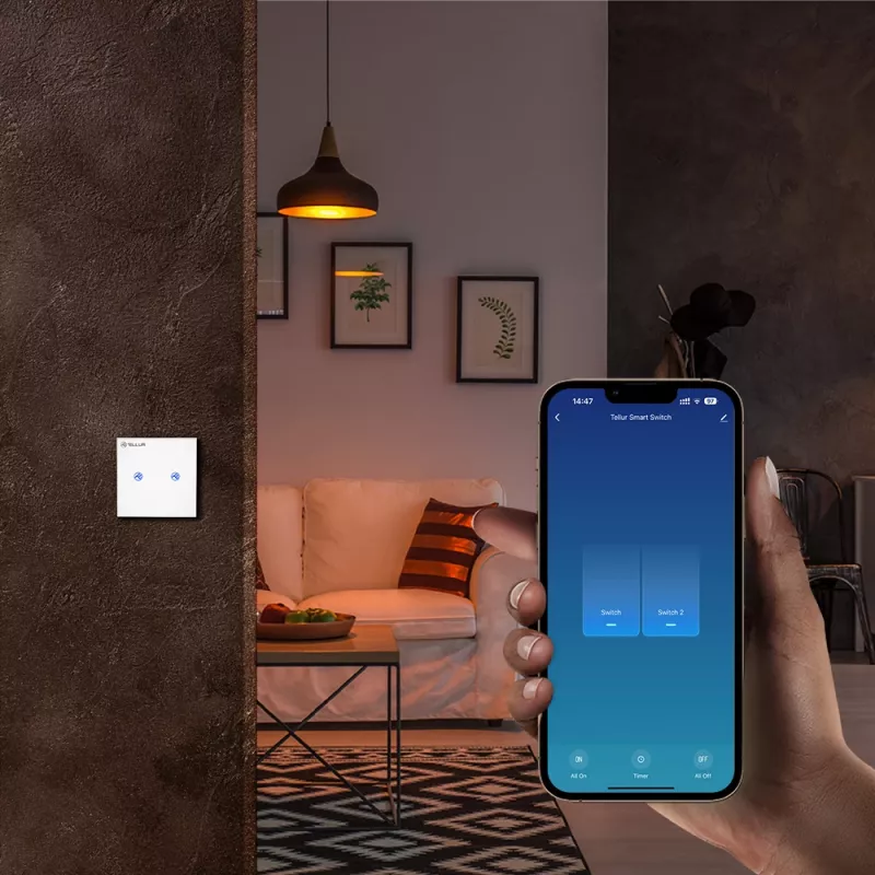 Inteligentný WLAN vypínač Tellur SS2N — 2 porty, 1800 W spolu, 10 A na kanál