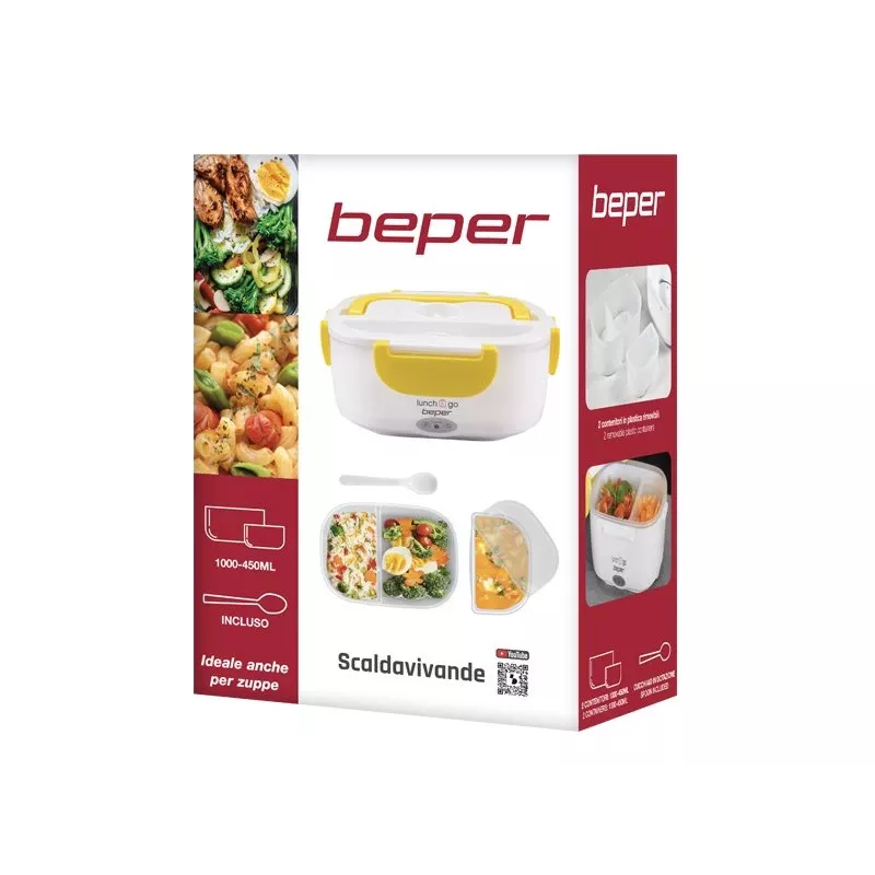 Elektrická obedová dóza Beper 90.920G – 1 L ohrievač jedla, žltá