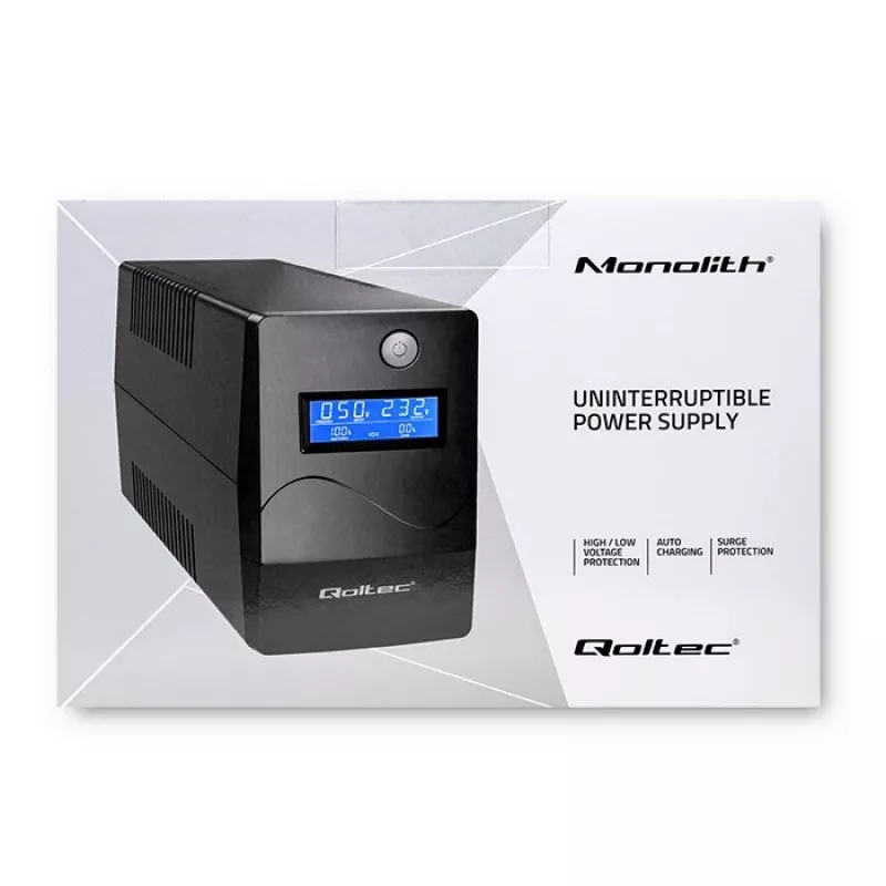 Qoltec Monolith UPS dvojitá konverzia online 0,65 kVA 360 W 2 AC zásuvky