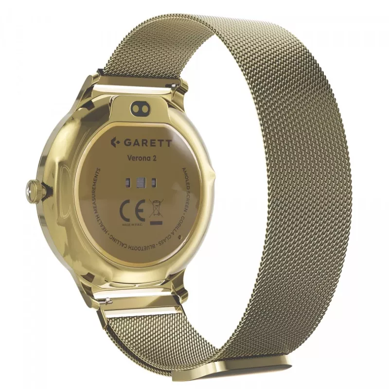 Smartwatch Garett Verona 2 Gold Mesh s Bluetooth a meračom srdcového tepu
