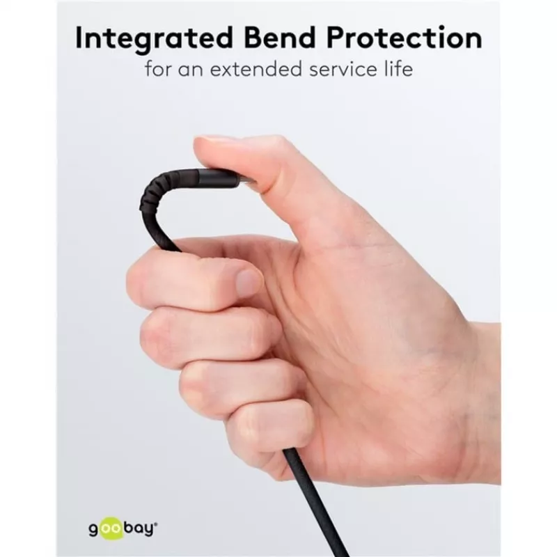 Goobay USB-C kábel Fabric Supersoft s kovovými konektormi, 2 m, čierny (2m, USB 2.0, 60W), USB kábel