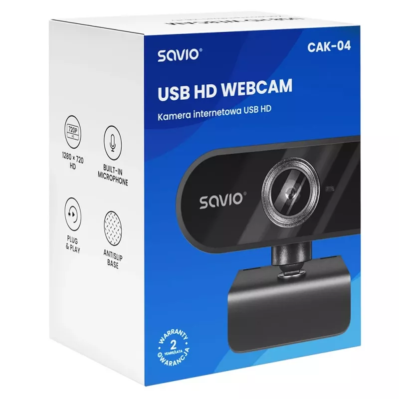 Savio CAK-04 webkamera 720 MP 1280 x 720 pixelov USB čierna