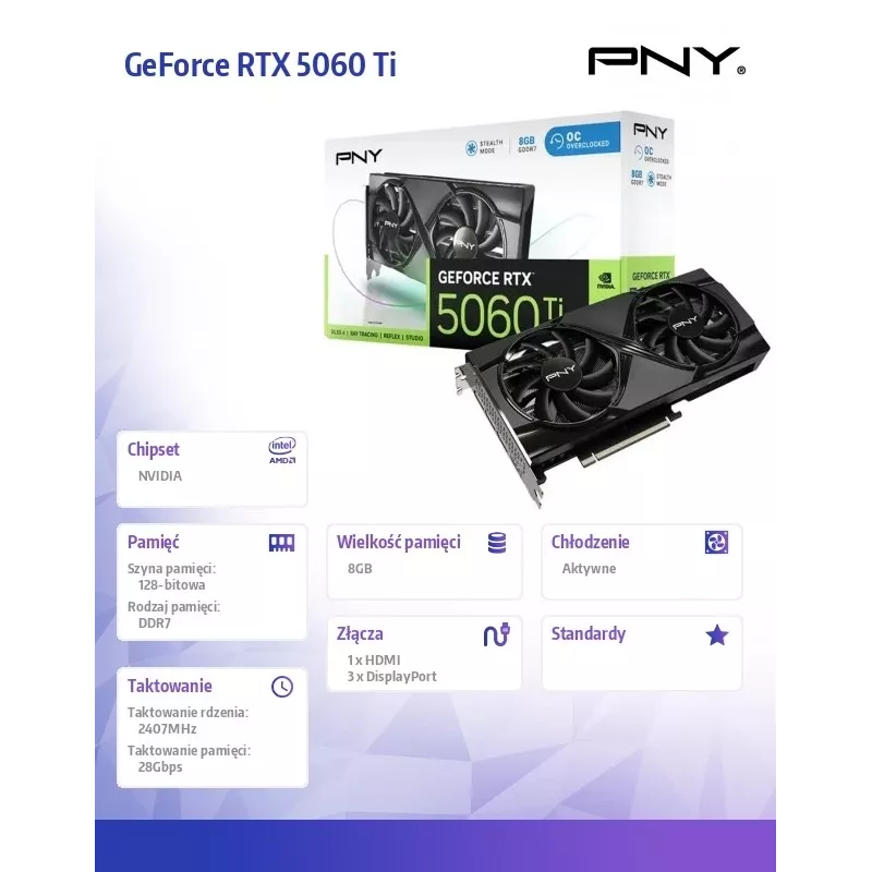 Grafická karta PNY GeForce RTX 5060 Ti 8GB GDDR7