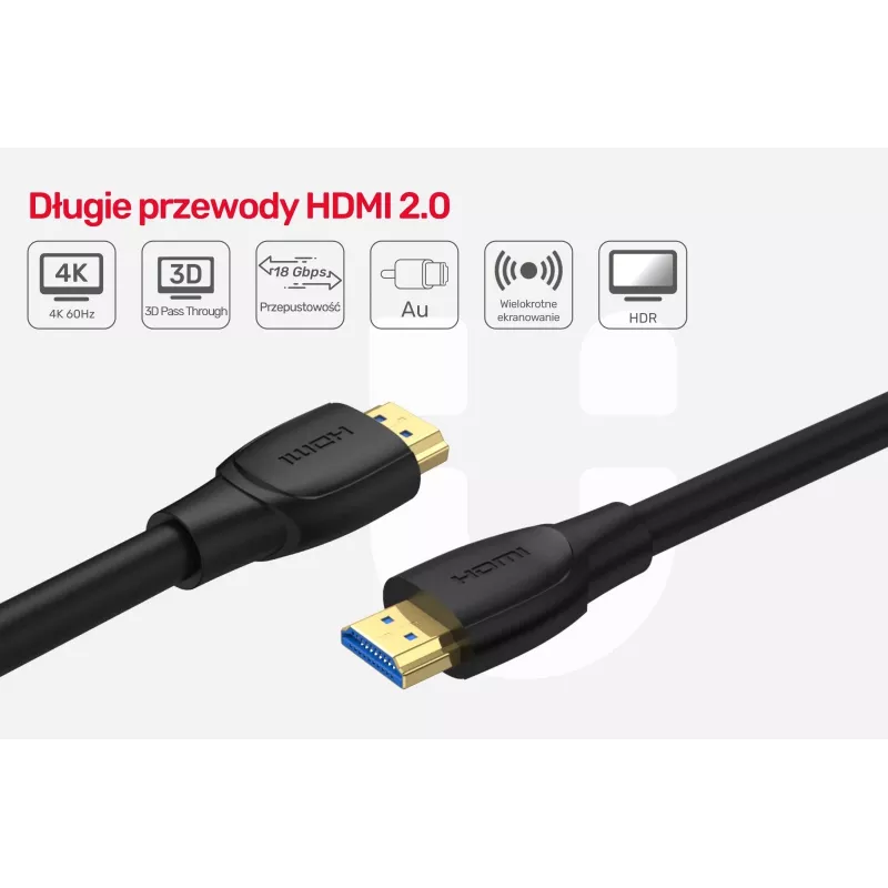 Unitek kábel HDMI 2.0, 4K 60Hz, C11068BK, 7 m