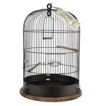 Klietka pre vtáky ZOLUX Retro Lisette — kovová klietka pre malé vtáky, Ø38 cm, výška 55 cm, tmavohnedá, vrátane hojdačky