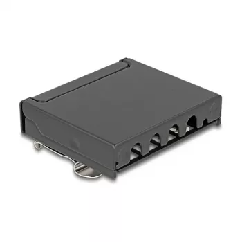 Patch panel DELOCK Mini Desktop RJ45 4 porty Cat.6A tienený čierny, kov, 90×22×93 mm