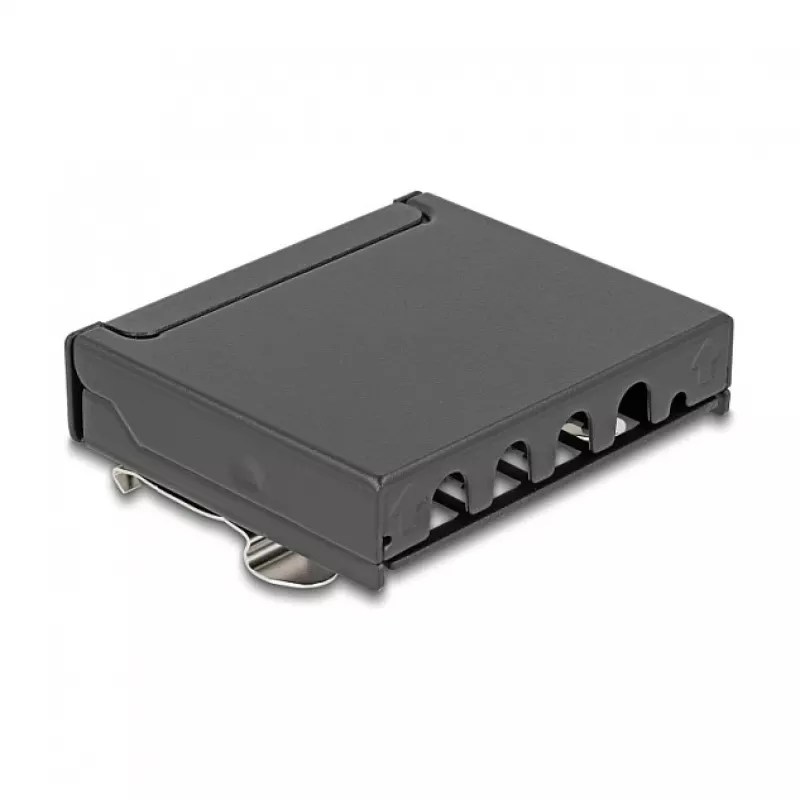 Patch panel DELOCK Mini Desktop RJ45 4 porty Cat.6A tienený čierny, kov, 90×22×93 mm