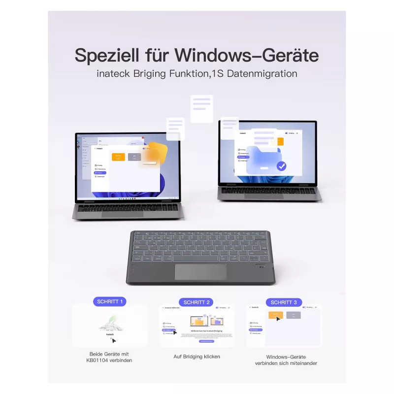 inateck klávesnica Surface sivá, Sureface GO 1-4 Com. QWERTZ
