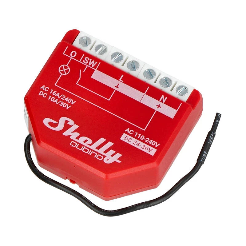 Inteligentný spínač Shelly W 1PM plast 16A 110–240V, Z-Wave, 868,4 MHz, červený, 42×37×16 mm