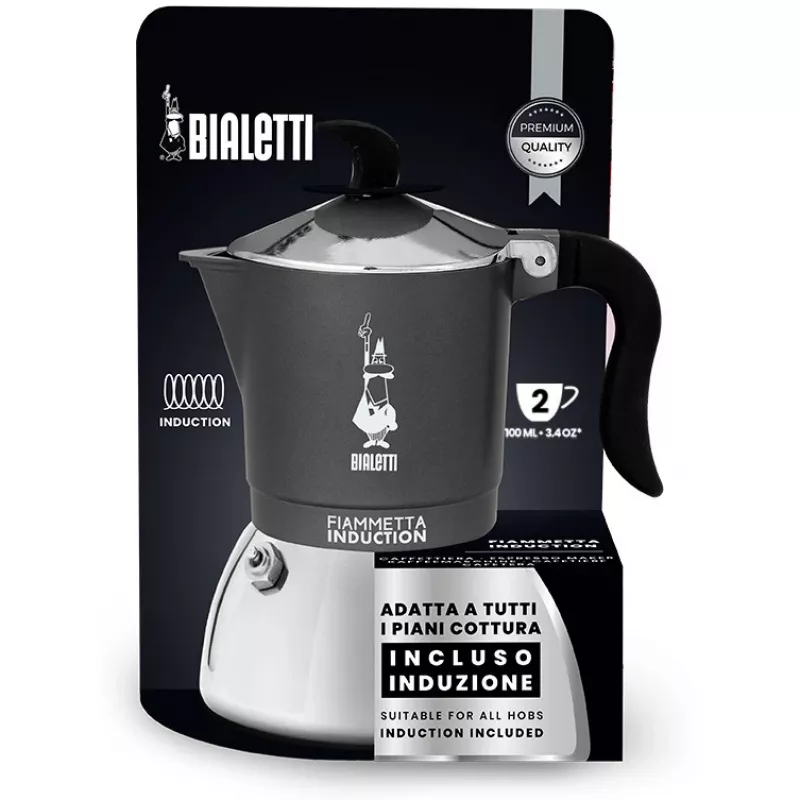Indukčný kávovar na sporák BIALETTI FIAMMETTA 2 šálky, sivý