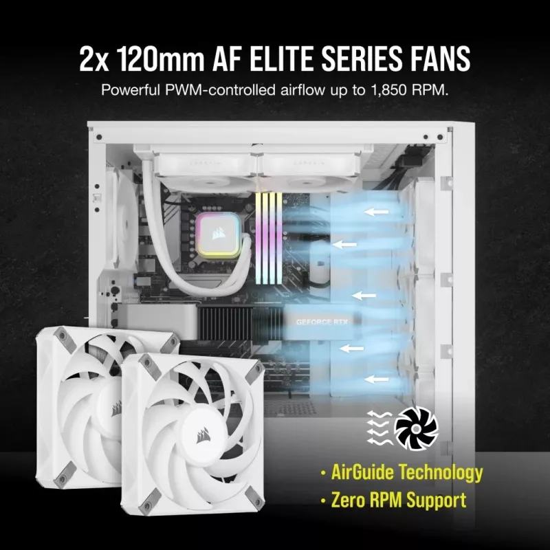 CORSAIR iCUE H100i RGB ELITE kvapalinový chladiaci systém procesora balenie 1 ks biela 120 mm