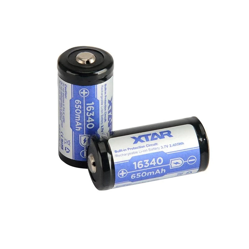 XTAR 16340 (R-CR123) nabíjateľná Li-ion batéria 3,7 V 650 mAh, chránená
