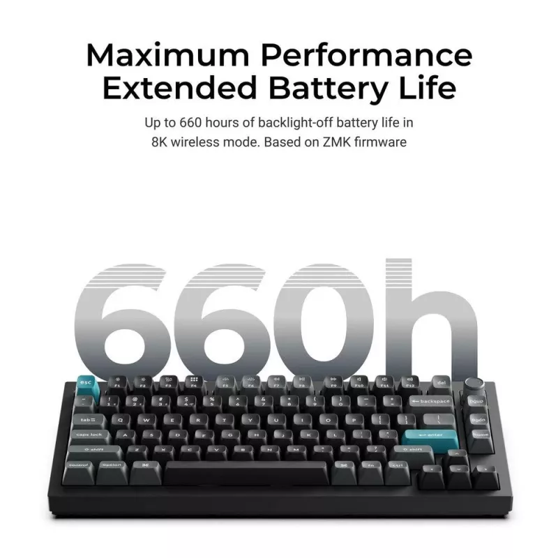 Mechanická klávesnica Keychron Q1 Ultra 8K — 75% formát, USB + RF bezdrôtová + Bluetooth, RGB LED, čierna