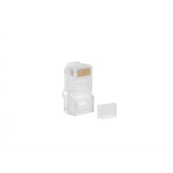 LANBERG RJ-45 konektor PLU-6000 pre Cat6 U/UTP káble, transparentný/biely, balenie 100 ks