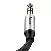 Baseus Yiven audio kábel 3,5-mm jack konektor M30 1,5 m strieborný + čierny