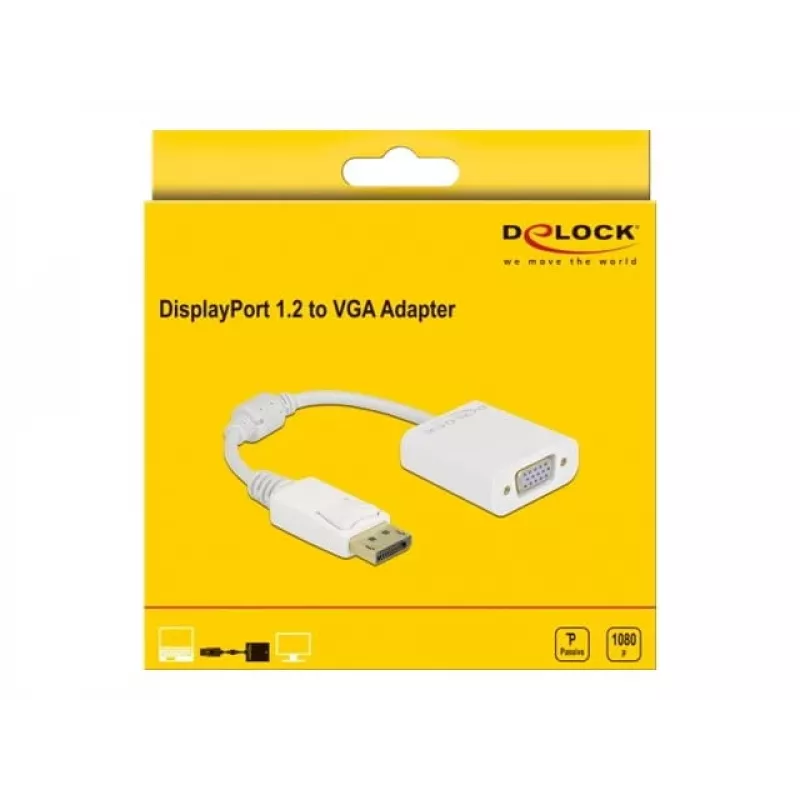 Adaptér DisplayPort 1.2 konektor samec na VGA konektor samica DeLOCK 61007