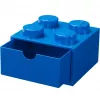 LEGO zásuvka na písací stôl 4, úložná krabica modrá, výstupky