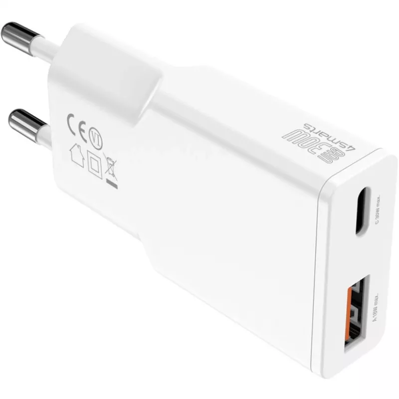 Nabíjačka 4smarts PDPlug Duos tenká smartfón tablet biela AC rýchlonabíjanie