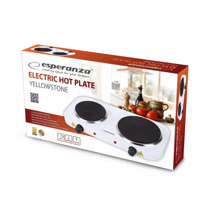 Esperanza EKH014W elektrický sporák 2 varné zóny biela