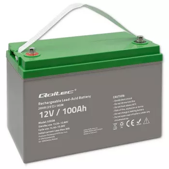 Qoltec 53038 AGM batéria | 12V | 100Ah | max 1200A